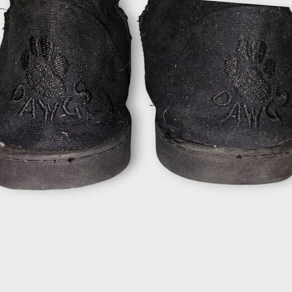DAWGS Womens Vegan Boots Sz 10 Black Suede White Shearling Warmth Furry Winter‎ - Picture 7 of 12